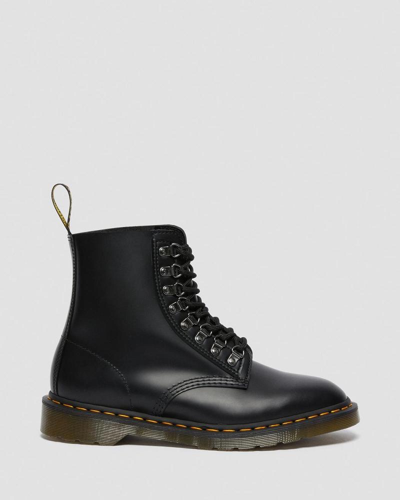 Black Men's Dr Martens 1460 Pascal Verso Smooth Leather Lace Up Boots | CA 528TCE